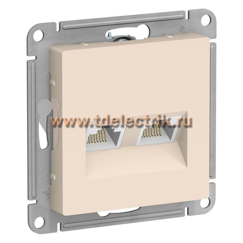 Фотография №1, ATLASDESIGN Розетка двойная компьютерная RJ45+RJ45  кат.5E  механизм  бежевый