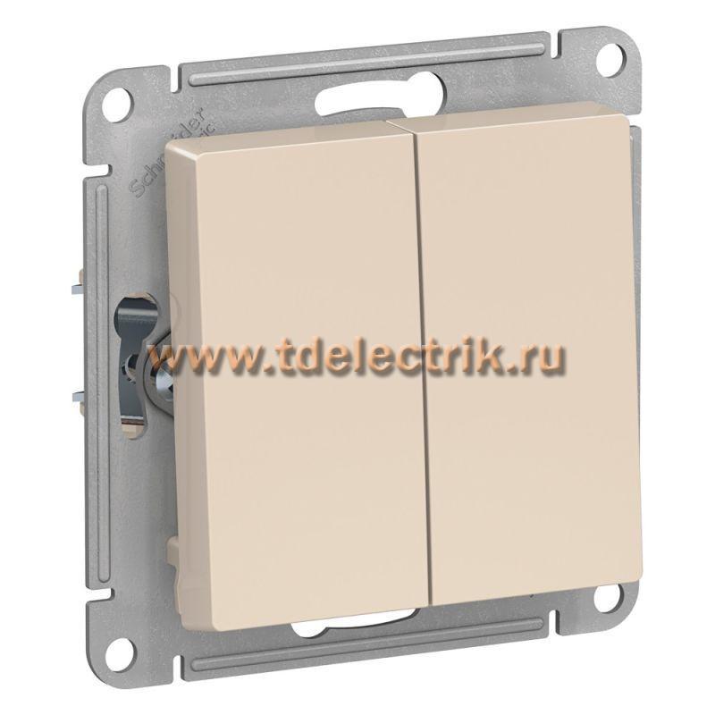 Фотография №1, ATLASDESIGN 2-клавишный Выключатель  сх.5  10АХ  механизм  бежевый