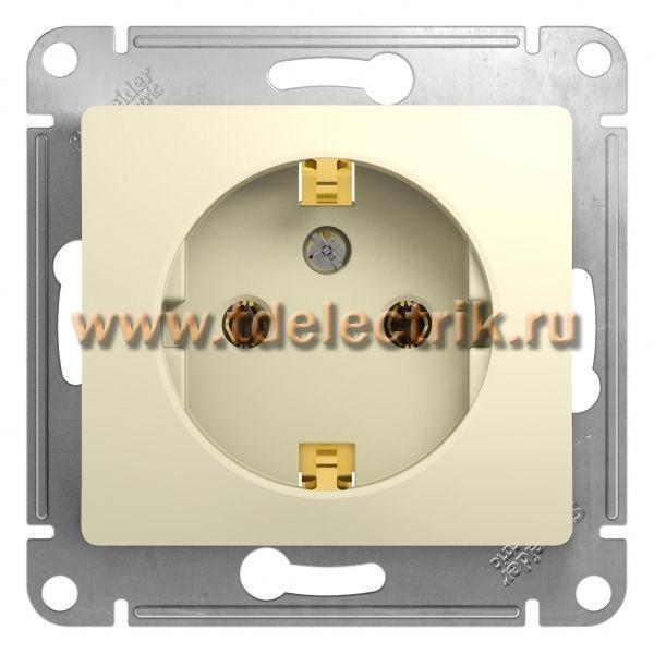 Фотография №1, GLOSSA РОЗЕТКА с заземлением 16А механизм БЕЖЕВЫЙ