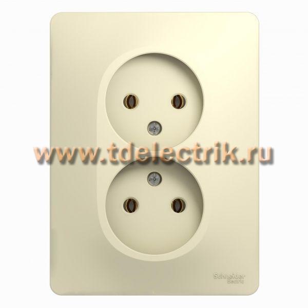 Фотография №1, GLOSSA РОЗЕТКА двойная без заземления16А в сборе БЕЖЕВЫЙ