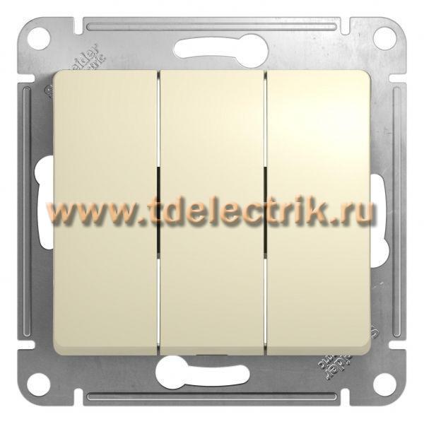 Фотография №1, GLOSSA 3-клавишный ВЫКЛЮЧАТЕЛЬ сх.1+1+1 10АХ механизм БЕЖЕВЫЙ