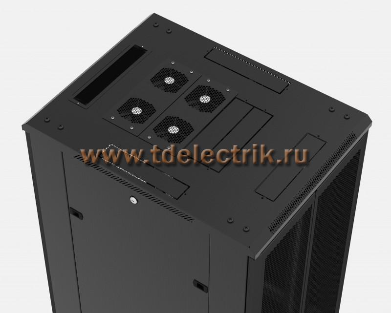 Фотография №1, Hyperline TTB-4284-AS-RAL9004 Шкаф напольный 19-дюймовый, 42U, 2055x800х450 мм (ВхШхГ), передняя стеклянная дверь со стальными перфорированными боковинами, задняя дверь сплошная, ручка с замком, крыша нового типа, цвет черный (RAL 9004) (разобранный)