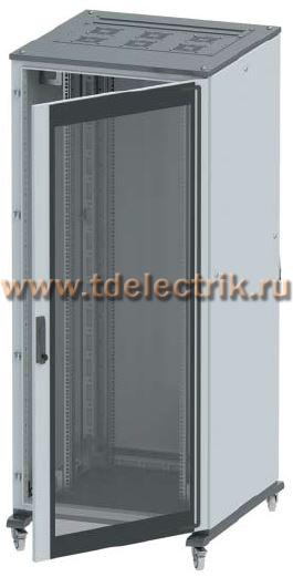 Фотография №1, Напольный шкаф 24U 600х1200х600, двери стекло+сплошная, панели для крыши, кабельный ввод, RAL7011/7035