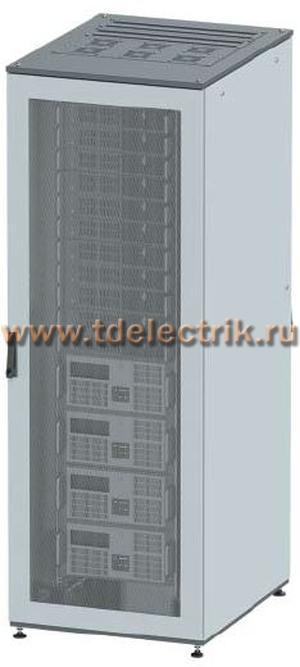 Фотография №1, Напольный шкаф 47U 600х2200х600, двери перфорированная+перфорированная, панели для крыши, кабельный ввод,RAL7011/7035