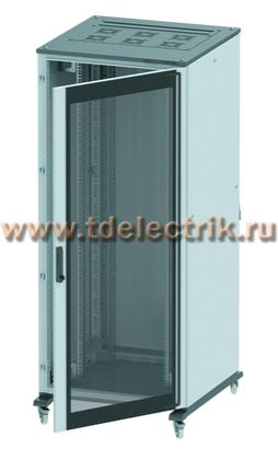 Фотография №1, Напольный шкаф 47U 800х2200х1000, двери стекло+сплошная, панели для крыши, кабельный ввод, RAL7011/7035