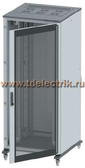 Фотография №1, Напольный шкаф 47U 600х2200х600, двери стекло+сплошная, панели для крыши, кабельный ввод, RAL7011/7035
