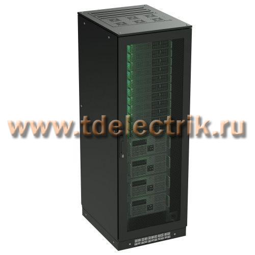 Фотография №1, Напольный шкаф 47U 600х2200х800, двери перфорированная+перфорированная, панели для крыши, кабельный ввод,RAL9005