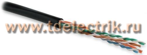 Фотография №1, Hyperline UUTP4-C5E-S24-OUT-PE-BK-100 (100 м) Кабель витая пара неэкранированный U/UTP категория 5e 4 пары (24 AWG) одножильный(solid) внешний PE -40°C - +60°C черный - гарантия: 15 лет компонентная