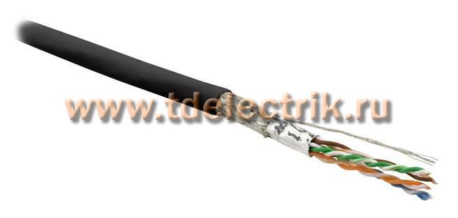 Фотография №1, Hyperline SFUTP4-C6-P26-IN-LSZH-BK-500 (500 м) Кабель витая пара экранированная SF/UTP категория 6 4 пары (26 AWG) многожильный (patch) экран - фольга + медная оплетка LSZH черный