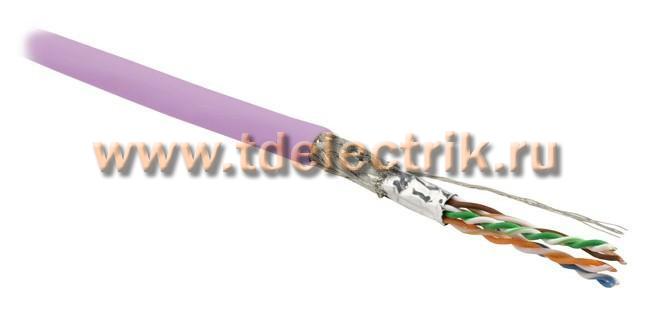 Фотография №1, Hyperline SFUTP4-C6-P26-IN-LSZH-PK-500 (500 м) Кабель витая пара экранированная SF/UTP категория 6 4 пары (26 AWG) многожильный (patch) экран - фольга + медная оплетка LSZH розовый
