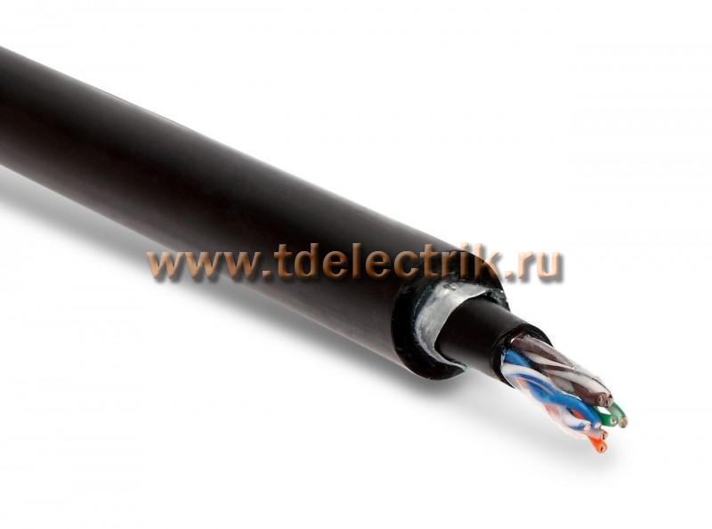 Фотография №1, Hyperline UUTP4-C5E-S24-ARM-OUT-PE/PE-BK Кабель витая пара U/UTP кат. 5e 4 пары(24 AWG) одножильный (solid) бронир. стальной лентой внешний PE -40°C – +60°C черный
