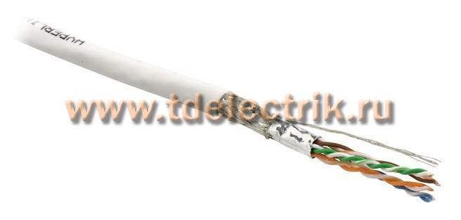 Фотография №1, Hyperline SFUTP4-C6-P26-IN-LSZH-GY-500 (500 м) Кабель витая пара экранированная SF/UTP категория 6 4 пары (26 AWG) многожильный (patch) экран - фольга + медная оплетка LSZH серый