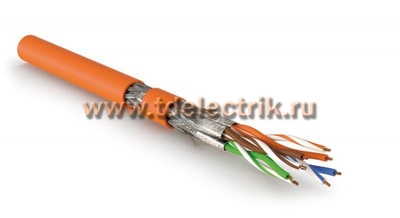 Фотография №1, Hyperline SFTP4-C8.1-S23-IN-LSZH-OR-500 (500 м) Кабель витая пара экранированная S/FTP категория 8.1 (Класс I 2000MHz) 4 пары (23 AWG) одножильный (solid) LSZH (нг(А)-HF) –40°C – +80°C оранжевый