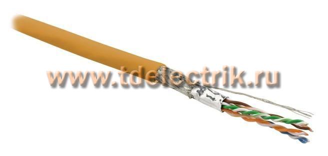 Фотография №1, Hyperline SFUTP4-C6-P26-IN-LSZH-OR-500 (500 м) Кабель витая пара экранированная SF/UTP категория 6 4 пары (26 AWG) многожильный (patch) экран - фольга + медная оплетка LSZH оранжевый