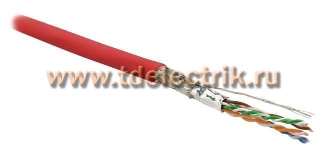 Фотография №1, Hyperline SFUTP4-C6-P26-IN-LSZH-RD-500 (500 м) Кабель витая пара экранированная SF/UTP категория 6 4 пары (26 AWG) многожильный (patch) экран - фольга + медная оплетка LSZH красный