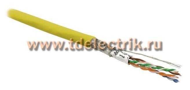 Фотография №1, Hyperline SFUTP4-C6-P26-IN-LSZH-YL-500 (500 м) Кабель витая пара экранированная SF/UTP категория 6 4 пары (26 AWG) многожильный (patch) экран - фольга + медная оплетка LSZH желтый
