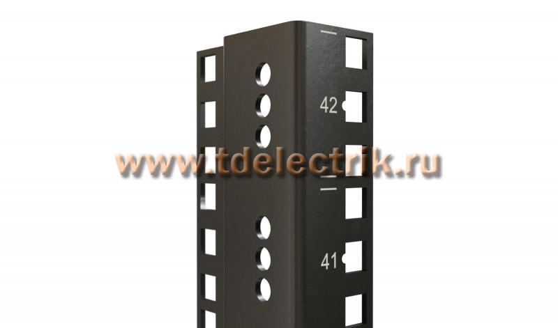 Фотография №1, Hyperline CTRM19-42U-RAL9005 19' монтажный профиль высотой 42U с маркировкой юнитов, для шкафов TTR, TTB, цвет черный RAL9005 (2 шт. в комплекте)