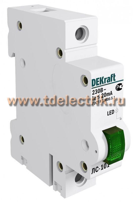 Фотография №1, Лампа сигнальная на DIN-рейку 1P ЗЕЛЕНАЯ LED ЛС-101 220В
