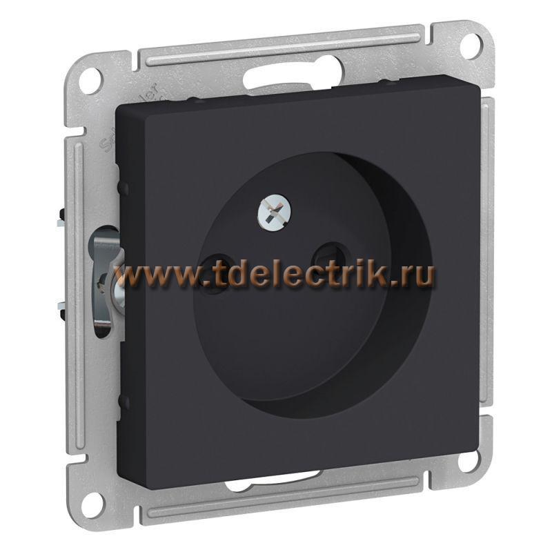 Фотография №1, ATLASDESIGN Розетка без заземления со шторками  16А  механизм  карбон