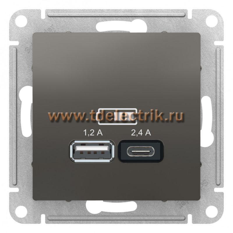 Фотография №1, ATLASDESIGN USB Розетка A+С  5В/2 4 А  2х5В/1 2 А  механизм  сталь