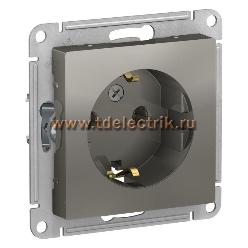 Фотография №1, ATLASDESIGN Розетка с заземлением  16А  механизм  сталь