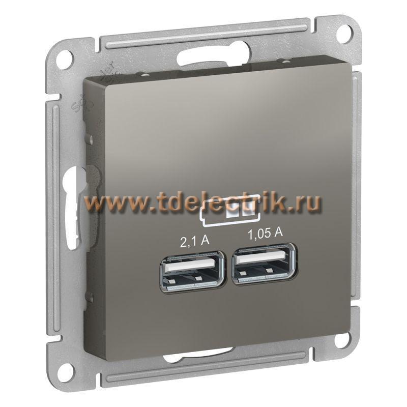 Фотография №1, ATLASDESIGN USB Розетка A+A  5В/2 1 А  2х5В/1 05 А  механизм  сталь