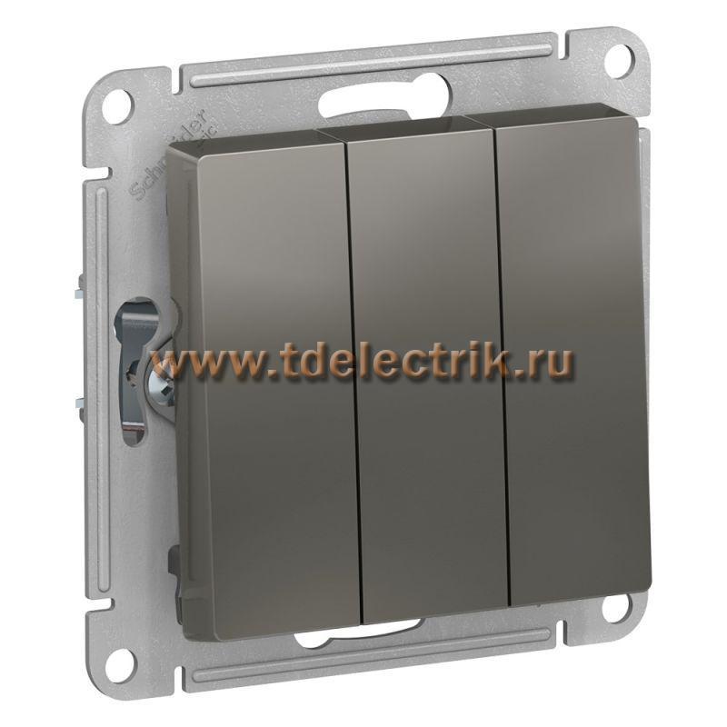 Фотография №1, ATLASDESIGN 3-клавишный Выключатель  сх.1+1+1  10АХ  механизм  сталь