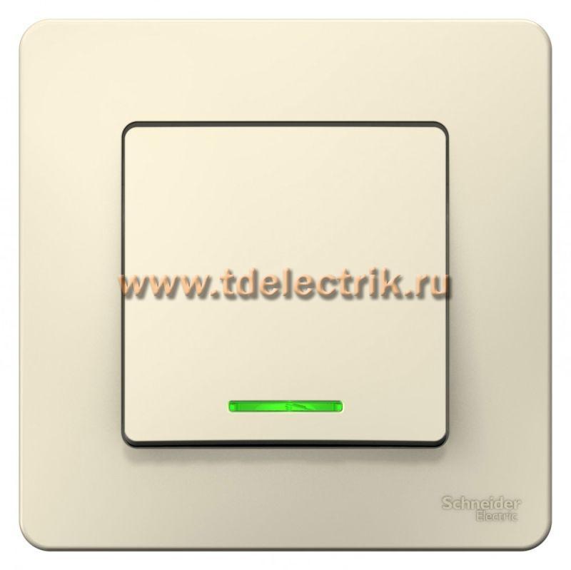 Фотография №1, BLANCA С/У 1-клавишный ПЕРЕКЛЮЧАТЕЛЬ (cх.6) с подсв., 10А,250B, молочный