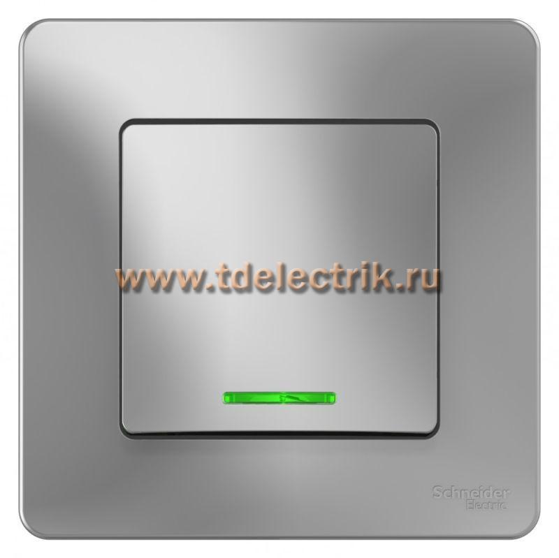 Фотография №1, BLANCA С/У 1-клавишный ПЕРЕКЛЮЧАТЕЛЬ (cх.6) с подсв., 10А,250B, алюминий
