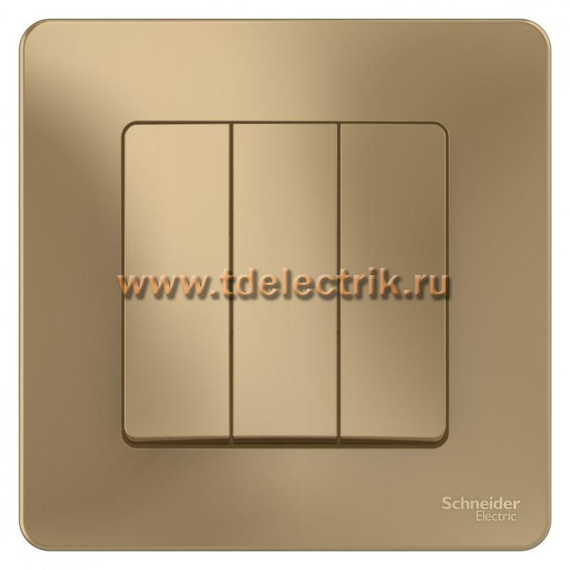Фотография №1, BLANCA С/У 3-клавишный выключатель (cх.1+1+1), 10А, 250B, титан