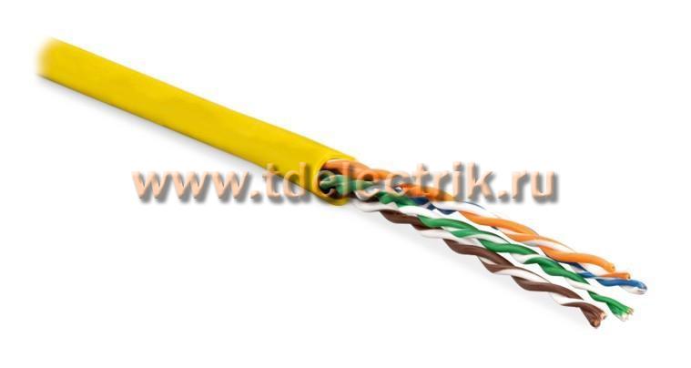 Фотография №1, Hyperline UUTP4-C6-P24-NCR-IN-LSZH-YL-100 (100 м) Кабель витая пара неэкранированная U/UTP категория 6 4 пары (24 AWG) многожильный (patсh) без разделителя LSZH нг(А)-HF –20°C–+75°C желтый