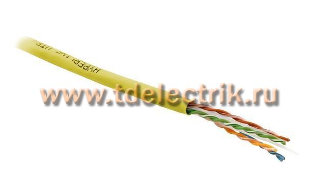 Фотография №1, Hyperline UUTP4-C6-S23-IN-PVC-YL-305 (305 м) Кабель витая пара неэкранированная U/UTP категория 6 4 пары (23 AWG) одножильный (solid) с разделителем PVC –20°C – +75°C желтый - гарантия: 15 лет компонентная 25 лет системная