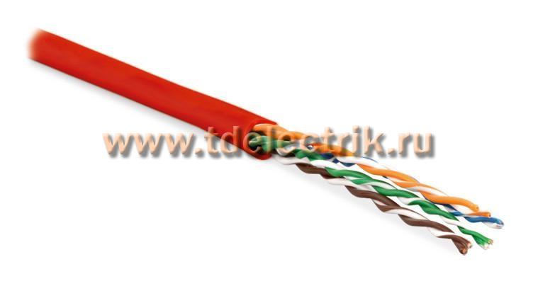 Фотография №1, Hyperline UUTP4-C6-P24-NCR-IN-PVC-RD-100 (100 м) Кабель витая пара неэкранированная U/UTP категория 6 4 пары (24 AWG) многожильный (patсh) без разделителя PVC нг(А)-HF –5°C–+60°C красный