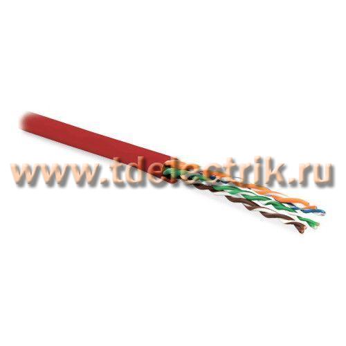 Фотография №1, Hyperline UUTP4-C5E-P24-IN-PVC-RD-305 (305 м) Кабель витая пара неэкранированная U/UTP категория 5e 4 пары (24 AWG) многожильный (patсh) PVC -20°C – +75°C красный