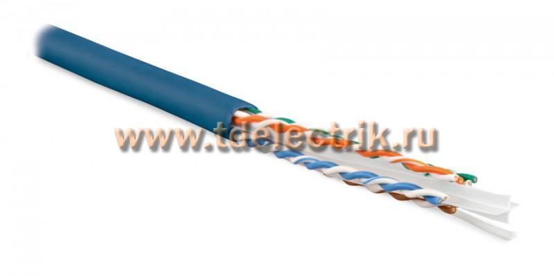 Фотография №1, Hyperline UUTP4-C6-S23-IN-LSZH-BL-100 (100 м) Кабель витая пара U/UTP категория 6 4 пары (23 AWG) одножильный (solid) с разделителем LSZH нг(А)-HF –20°C – +75°C синий - гарантия:15 лет компонентная 25 лет системная