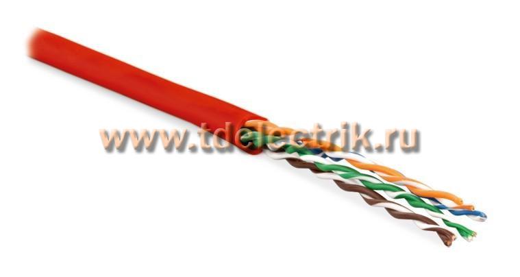 Фотография №1, Hyperline UUTP4-C5E-P24-IN-LSZH-RD-100 (100 м) Кабель витая пара неэкранированная U/UTP категория 5e 4 пары (24 AWG) многожильный (patсh) LSZH нг(А)-HF -20°C– +75°C красный