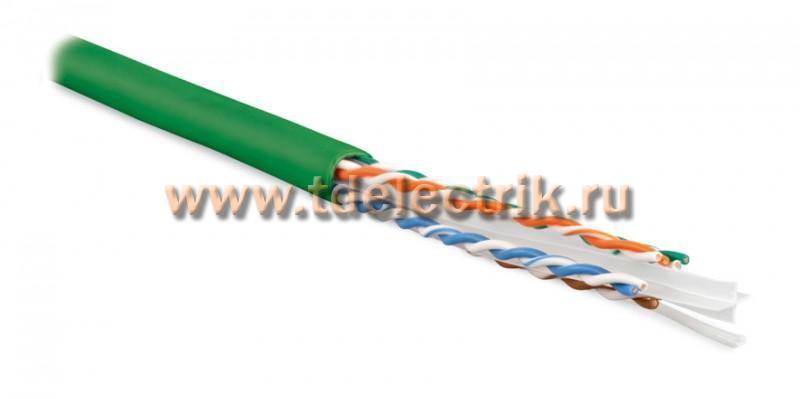 Фотография №1, Hyperline UUTP4-C6-S23-IN-LSZH-GN-100 (100 м) Кабель витая пара U/UTP категория 6 4 пары (23 AWG) одножильный (solid) с разделителем LSZH нг(А)-HF –20°C – +75°C зеленый - гарантия:15 лет компонентная 25 лет системная