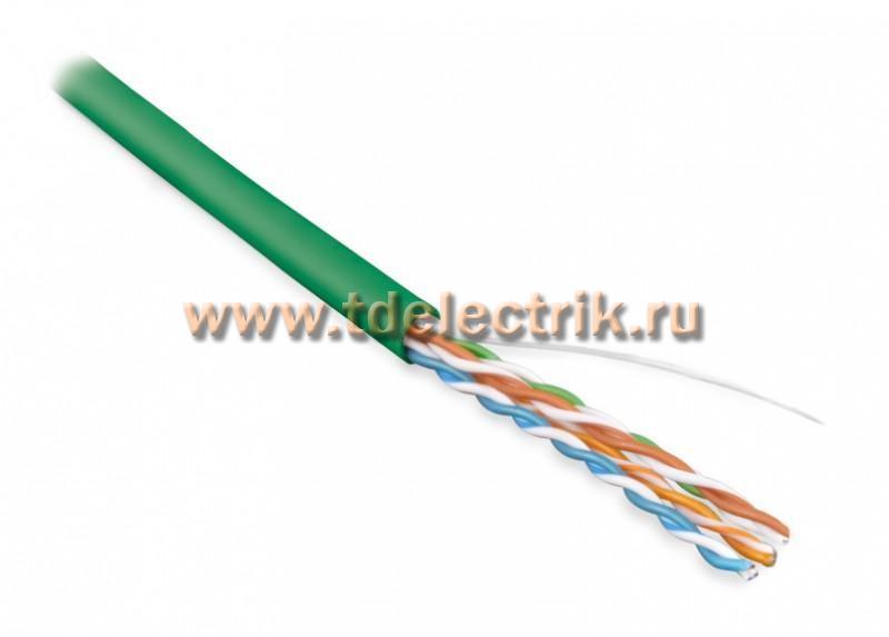 Фотография №1, Hyperline UUTP4-C5E-S24-IN-LSZH-GN-100 (100 м) Кабель витая пара неэкран. U/UTP категория 5e 4 пары (24 AWG) одножильный (solid) LSZH нг(А)-HF -20°C – +75°C зеленый - гарантия: 15 лет компонентная 25 лет системная