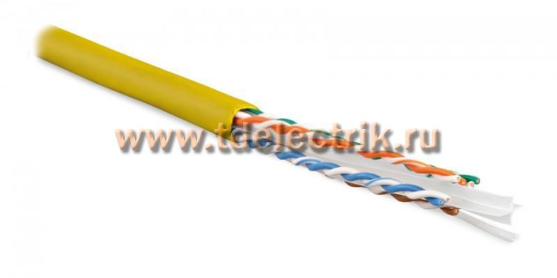 Фотография №1, Hyperline UUTP4-C6-S23-IN-LSZH-YL-305 (305 м) Кабель витая пара U/UTP категория 6 4 пары (23 AWG) одножильный (solid) с разделителем LSZH нг(А)-HF –20°C – +75°C желтый - гарантия:15 лет компонентная; 25 лет системная