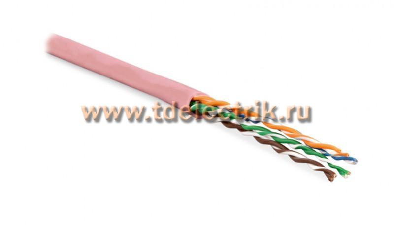 Фотография №1, Hyperline UUTP4-C5E-P24-IN-PVC-PK-100 (100 м) Кабель витая пара неэкранированная U/UTP категория 5e 4 пары (24 AWG) многожильный (patсh) PVC -20°C – +75°C розовый