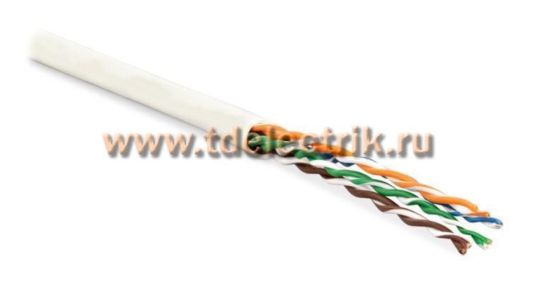Фотография №1, Hyperline UUTP4-C6-P24-NCR-IN-LSZH-WH-100 (100 м) Кабель витая пара неэкранированная U/UTP категория 6 4 пары (24 AWG) многожильный (patсh) без разделителя LSZH нг(А)-HF –20°C–+75°C белый