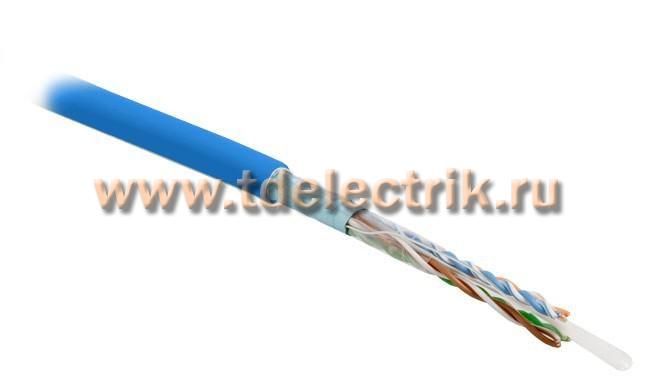 Фотография №1, Hyperline FUTP4-C5E-S24-IN-PVC-BL-305 (305 м) Кабель витая пара экранированная F/UTP категория 5e 4 пары (24 AWG) одножильный (solid) экран - фольга PVC –20°C – +75°C синий - гарантия: 15 лет компонентная 25 лет системная