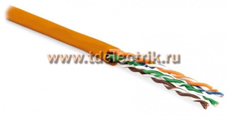 Фотография №1, Hyperline UUTP4-C5E-P24-IN-LSZH-OR-305 (305 м) Кабель витая пара неэкранированная U/UTP категория 5e 4 пары (24 AWG) многожильный (patсh) LSZH нг(А)-HF -20°C–+75°C оранжевый