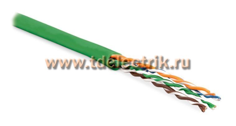 Фотография №1, Hyperline UUTP4-C6-P24-NCR-IN-PVC-GN-100 (100 м) Кабель витая пара неэкранированная U/UTP категория 6 4 пары (24 AWG) многожильный (patсh) без разделителя PVC нг(А)-HF –5°C–+60°C зеленый
