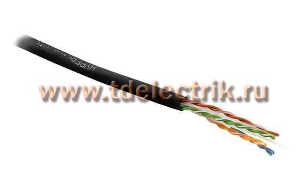 Фотография №1, Hyperline UUTP4-C6-S23-IN-PVC-BK-305 (305 м) Кабель витая пара неэкранированная U/UTP категория 6 4 пары (23 AWG) одножильный (solid) с разделителем PVC –20°C – +75°C черный - гарантия: 15 лет компонентная 25 лет системная