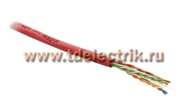 Фотография №1, Hyperline UUTP4-C6-S23-IN-PVC-RD-305 (305 м) Кабель витая пара неэкранированная U/UTP категория 6 4 пары (23 AWG) одножильный (solid) с разделителем PVC –20°C – +75°C красный - гарантия: 15 лет компонентная 25 лет системная