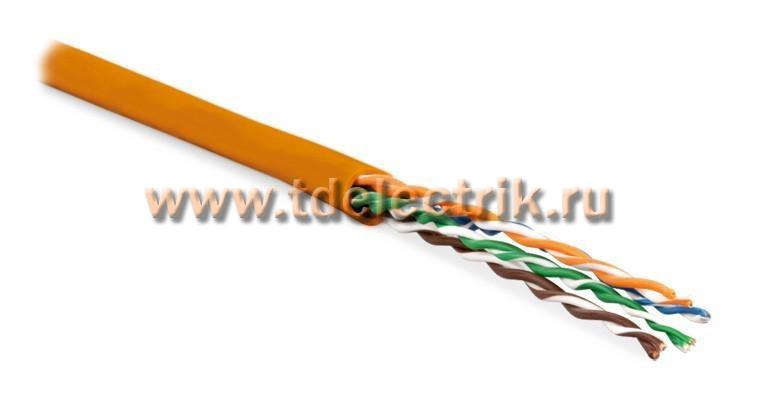 Фотография №1, Hyperline UUTP4-C5E-P24-IN-PVC-OR-305 (305 м) Кабель витая пара неэкранированная U/UTP категория 5e 4 пары (24 AWG) многожильный (patсh) PVC -20°C – +75°C оранжевый
