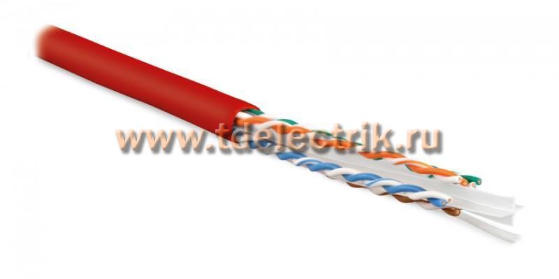 Фотография №1, Hyperline UUTP4-C6-S23-IN-LSZH-RD-305 (305 м) Кабель витая пара U/UTP категория 6 4 пары (23 AWG) одножильный (solid) с разделителем LSZH нг(А)-HF –20°C – +75°C красный - гарантия: 15 лет компонентная 25 лет системная