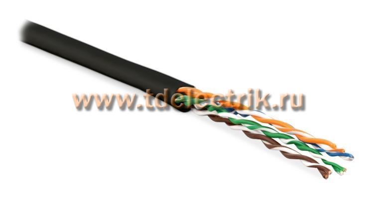 Фотография №1, Hyperline UUTP4-C5E-P24-IN-LSZH-BK-100 (100 м) Кабель витая пара неэкранированная U/UTP категория 5e 4 пары (24 AWG) многожильный (patсh) LSZH нг(А)-HF -20°C – +75°C черный