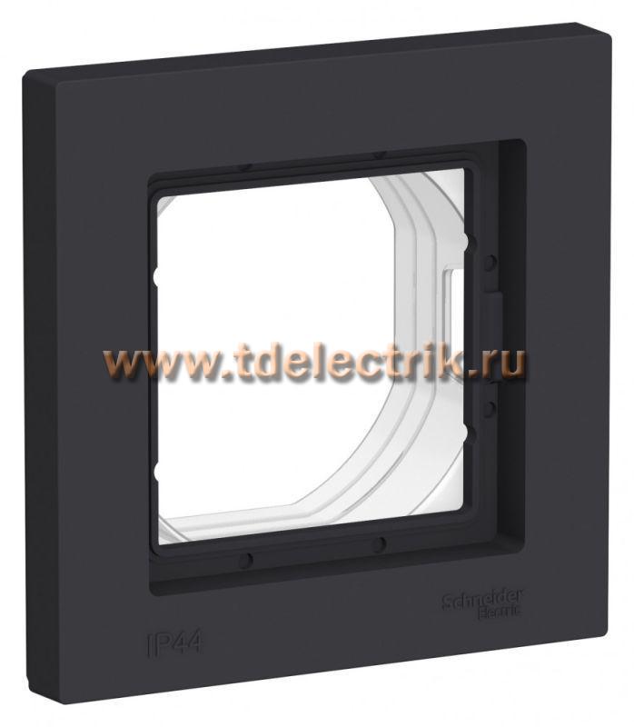 Фотография №1, ATLASDESIGN AQUA 1-постовая Рамка IP44  карбон